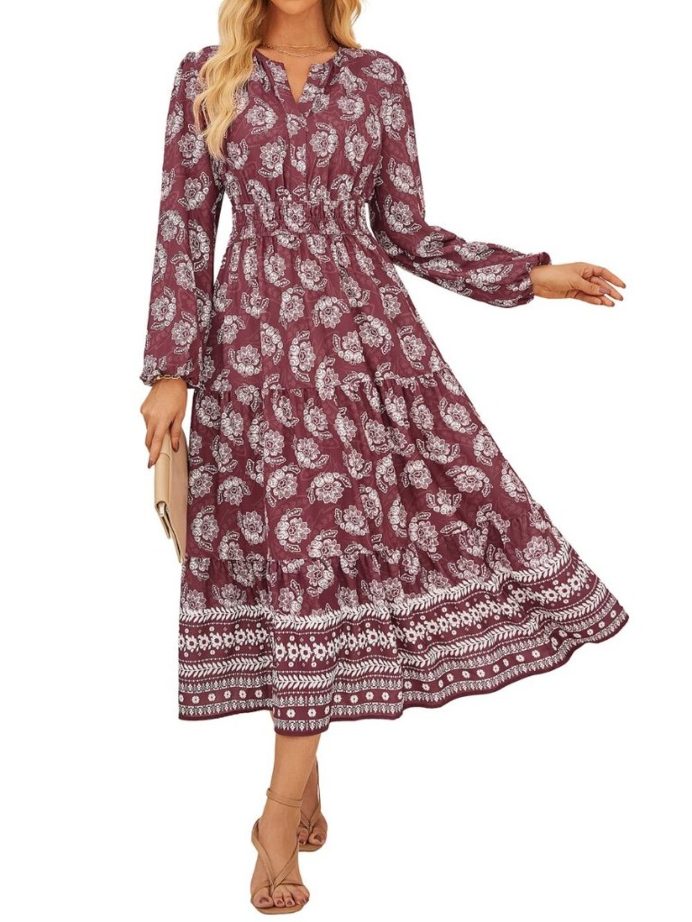 Womens Fall Long Sleeve Maxi Dress